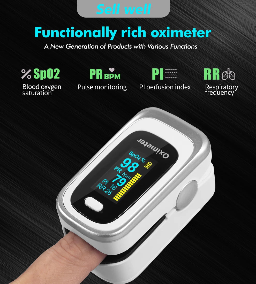 KIUZOU Finger Pulse Oximeter – Blood Oxygen Saturation Meter with SPO2, PR, PI & OLED Display Heart Rate Monitor OLED Oximeter