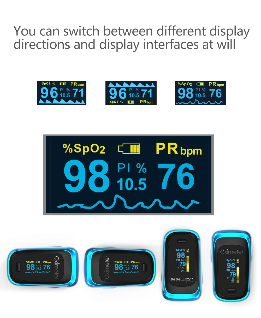 KIUZOU Finger Pulse Oximeter – Blood Oxygen Saturation Meter with SPO2, PR, PI & OLED Display Heart Rate Monitor OLED Oximeter