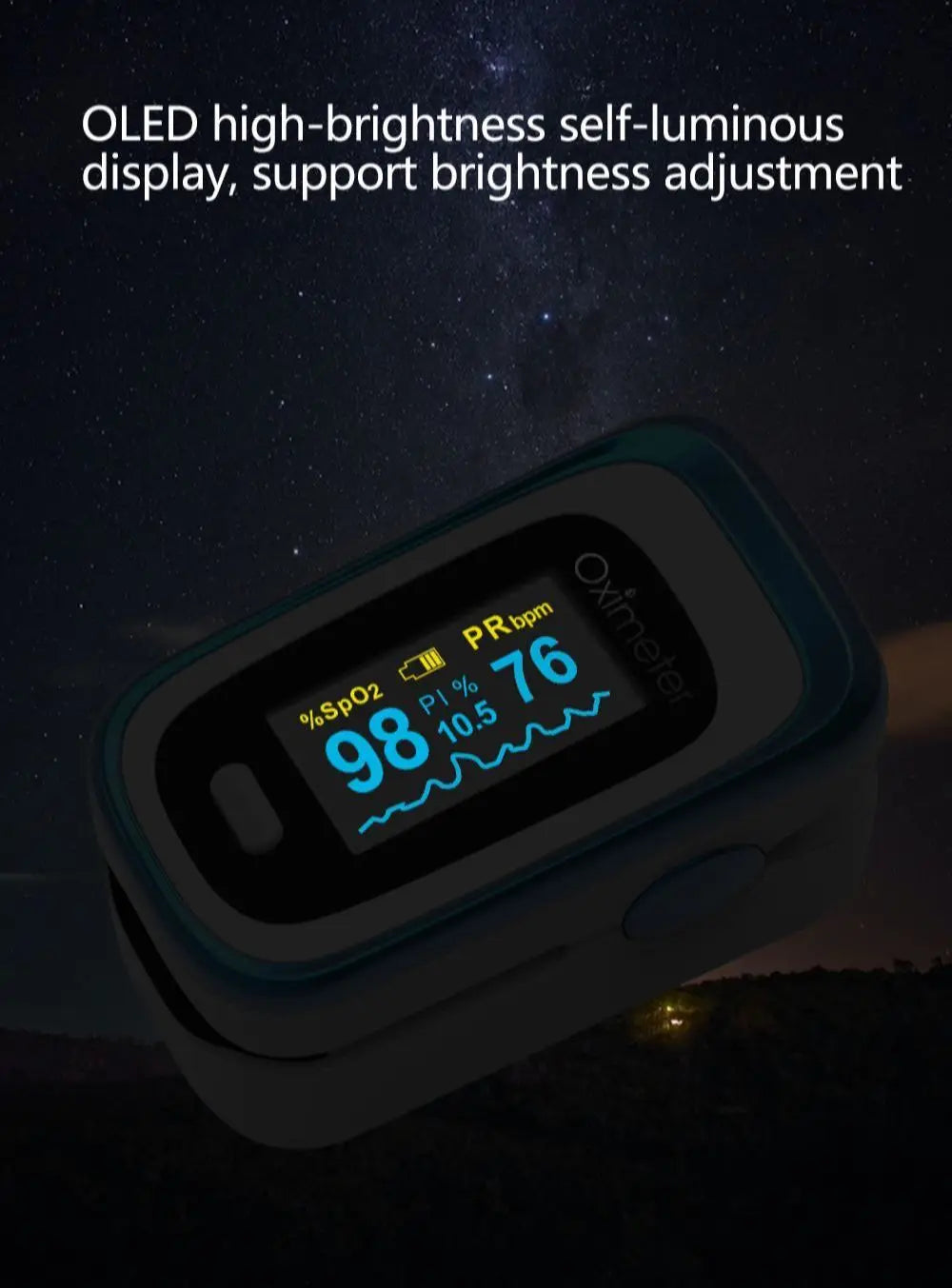 KIUZOU Finger Pulse Oximeter – Blood Oxygen Saturation Meter with SPO2, PR, PI & OLED Display Heart Rate Monitor OLED Oximeter
