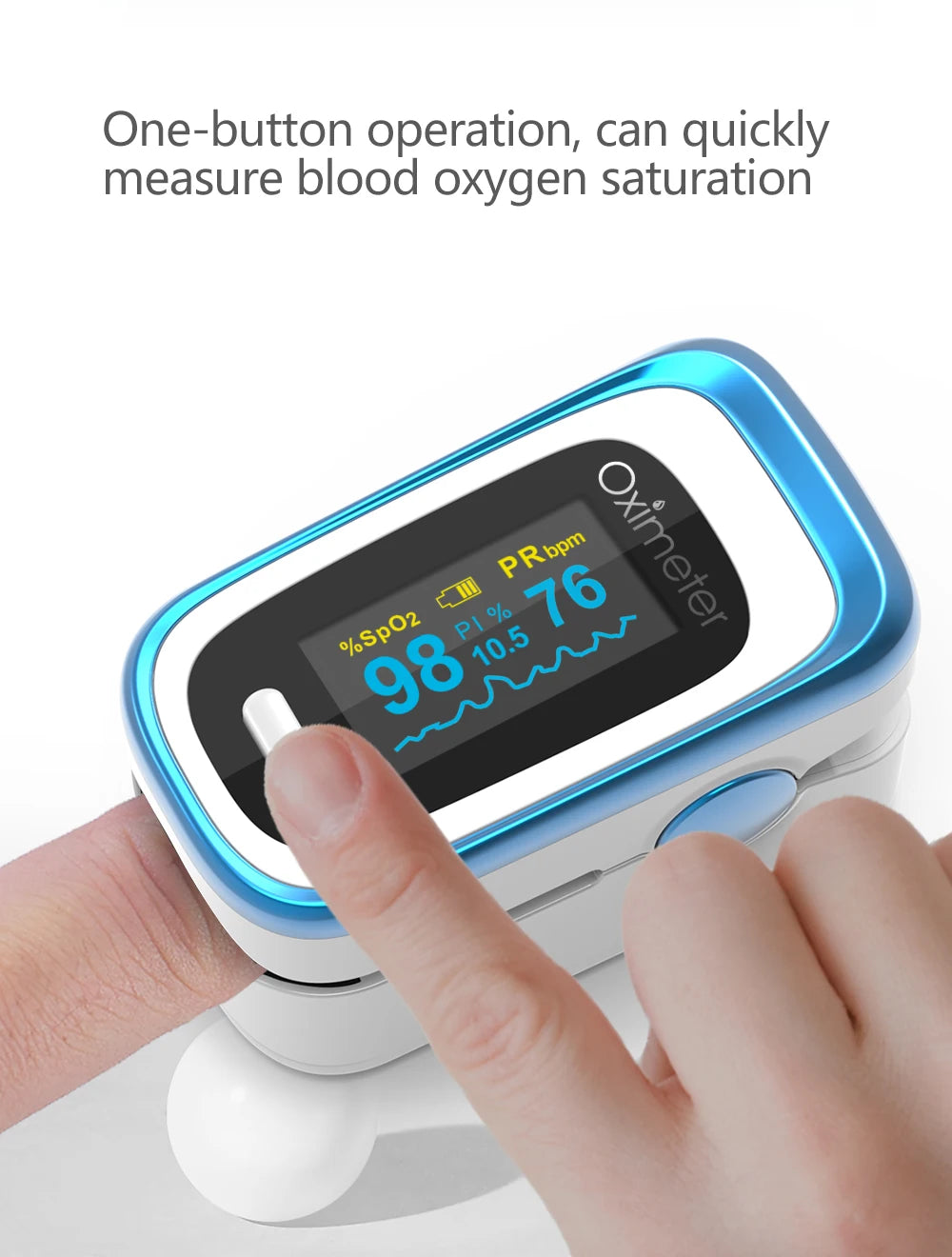 KIUZOU Finger Pulse Oximeter – Blood Oxygen Saturation Meter with SPO2, PR, PI & OLED Display Heart Rate Monitor OLED Oximeter