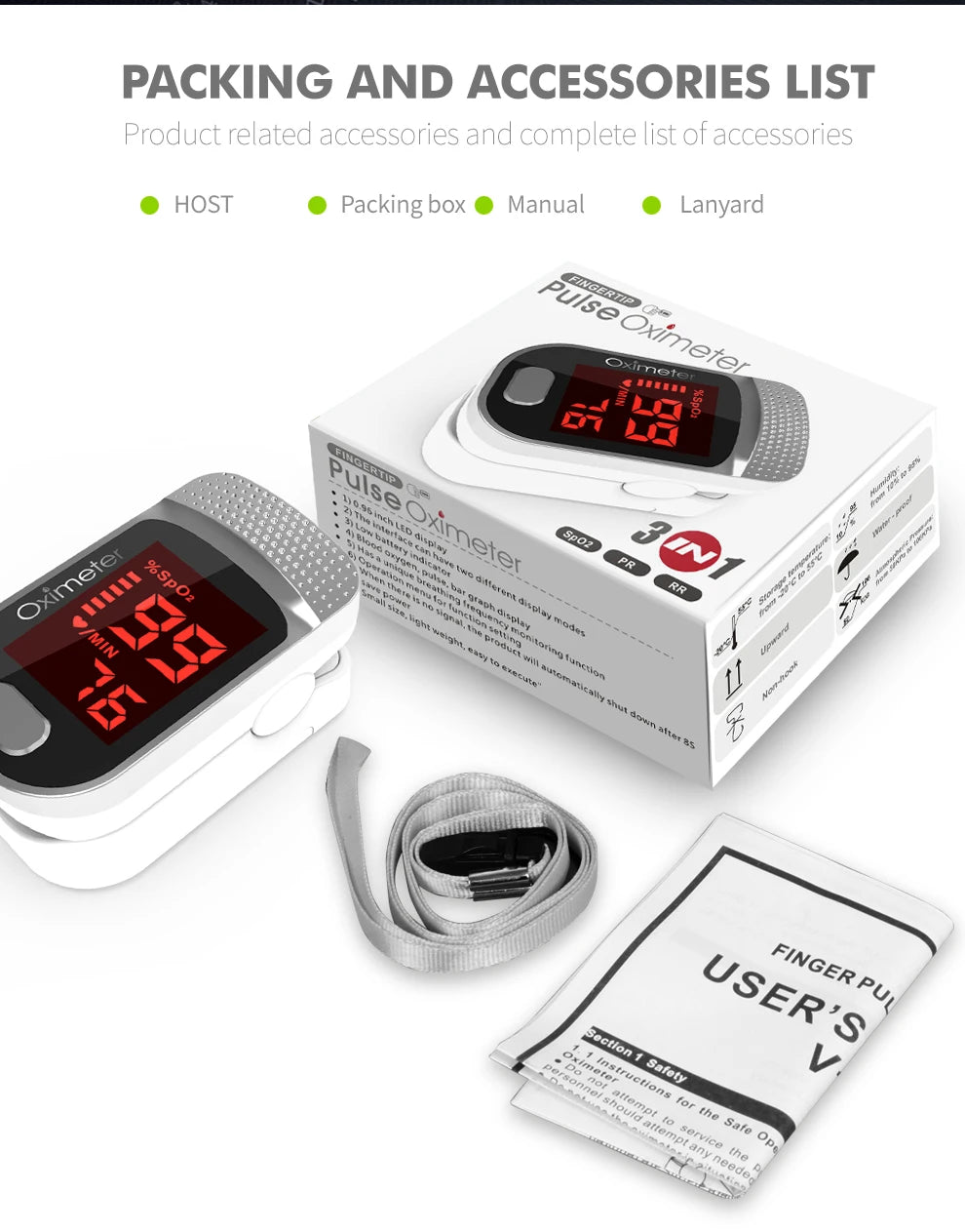 KIUZOU Finger Pulse Oximeter – Blood Oxygen Saturation Meter with SPO2, PR, PI & OLED Display Heart Rate Monitor OLED Oximeter