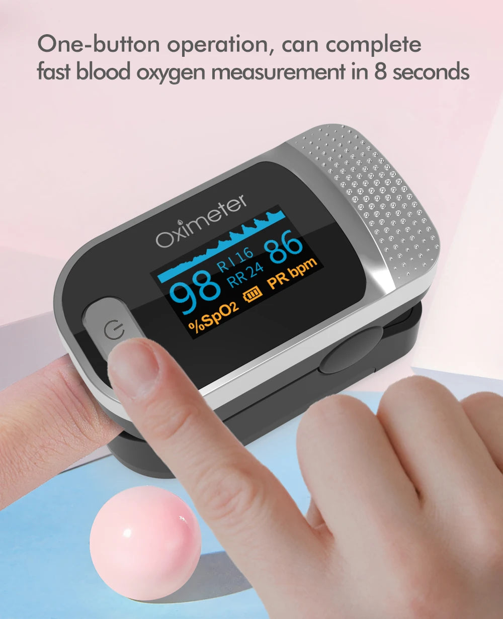 KIUZOU Finger Pulse Oximeter – Blood Oxygen Saturation Meter with SPO2, PR, PI & OLED Display Heart Rate Monitor OLED Oximeter