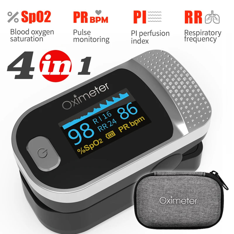 KIUZOU Finger Pulse Oximeter – Blood Oxygen Saturation Meter with SPO2, PR, PI & OLED Display Heart Rate Monitor OLED Oximeter