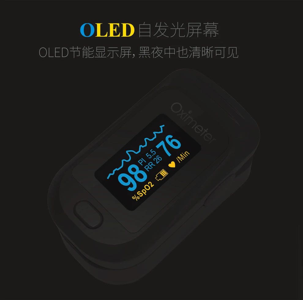 KIUZOU Finger Pulse Oximeter – Blood Oxygen Saturation Meter with SPO2, PR, PI & OLED Display Heart Rate Monitor OLED Oximeter