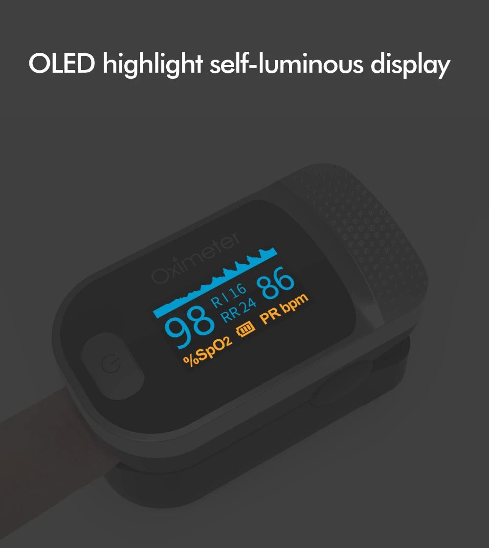 KIUZOU Finger Pulse Oximeter – Blood Oxygen Saturation Meter with SPO2, PR, PI & OLED Display Heart Rate Monitor OLED Oximeter