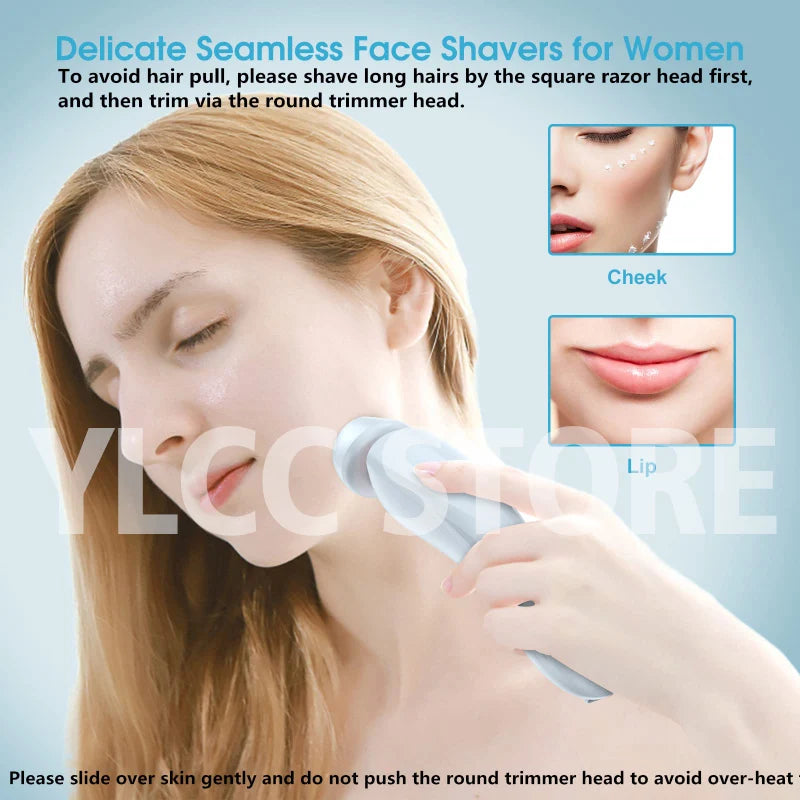 Electric Razor for Women 2-in-1 Bikini Trimmer Facial Shaver – IPX7 Waterproof Ladies Electric Shaver for Underarms, Legs & Body Hair Removal