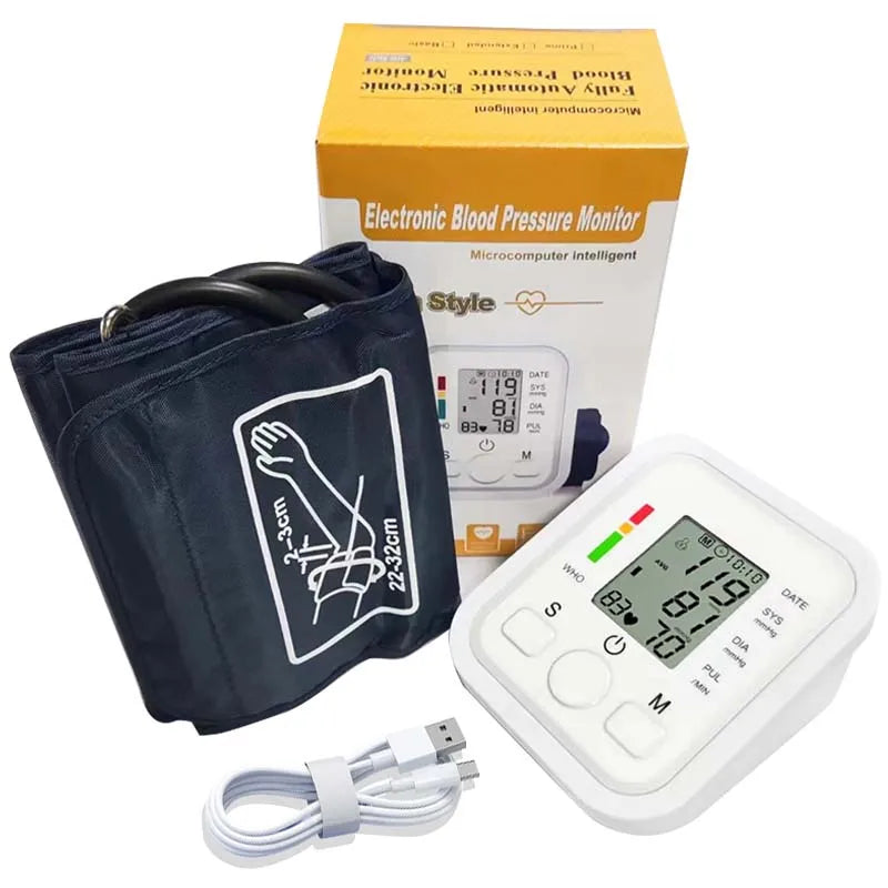 Portable Tonometer & Digital Tensiometer | Automatic Arm BP Monitor with Heart Rate Sensor