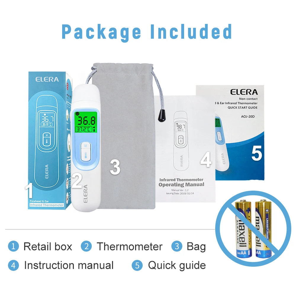 ELERA Digital Ear and Forehead Thermometer – Non-Contact Infrared Thermometer for Fever in Babies and Adults