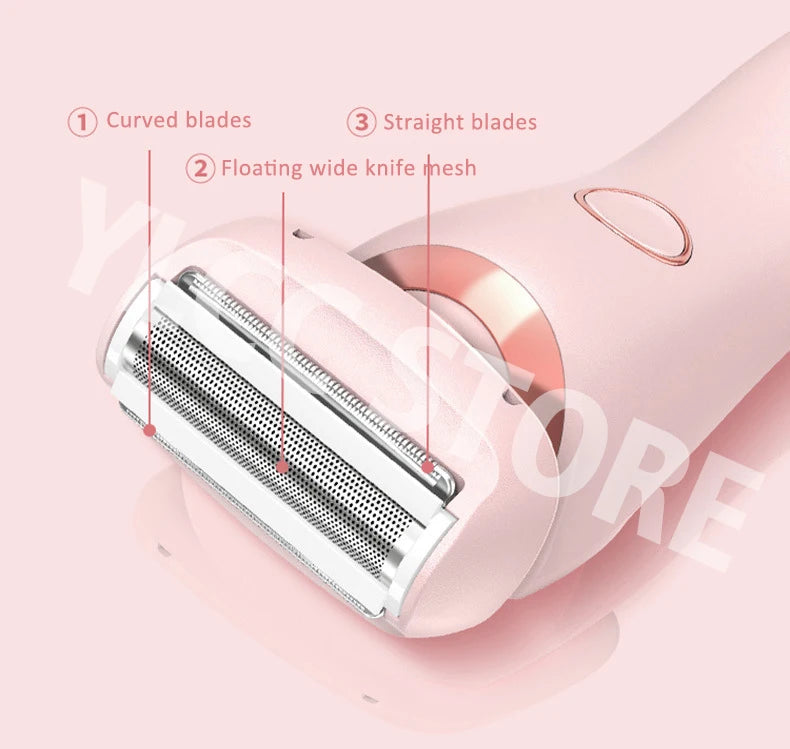Electric Razor for Women 2-in-1 Bikini Trimmer Facial Shaver – IPX7 Waterproof Ladies Electric Shaver for Underarms, Legs & Body Hair Removal
