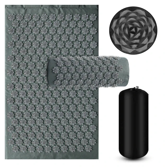 Acupressure Yoga Mat with Spikes – Kuznetsov Applicator Cushion and Pillow Set for Massage, Foot Relief, and Pilates Fitness
