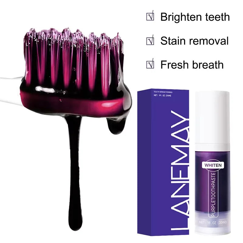 New 5D Teeth Whitening Toothpaste – V34 Purple Toothpaste Stick for Teeth Cleaning, Fresh Breath & Whitening Care