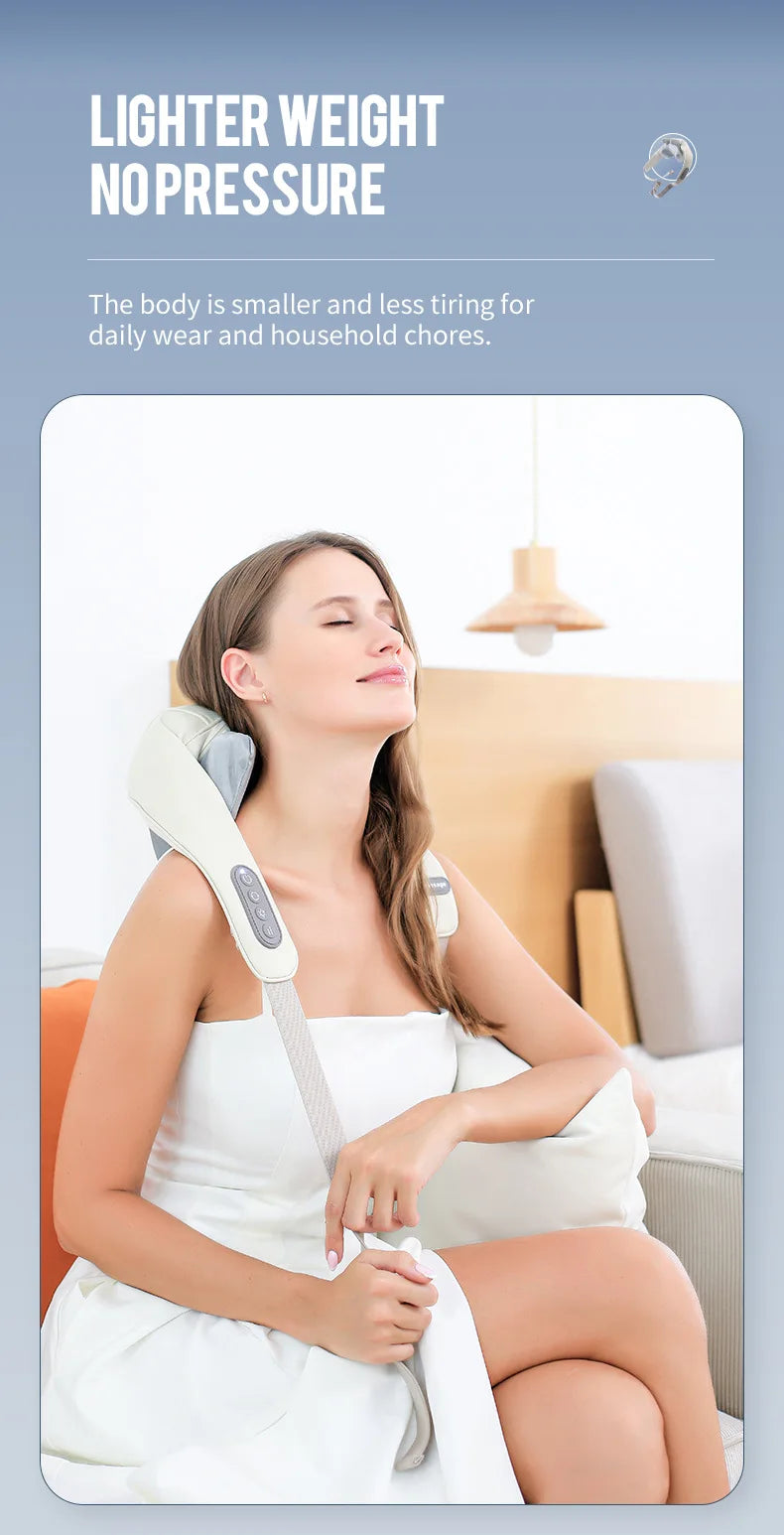 Foreverlily Wireless Neck and Back Massager – Deep Tissue Neck and Shoulder Kneading Massage Shawl for Cervical and Trapezius Relief