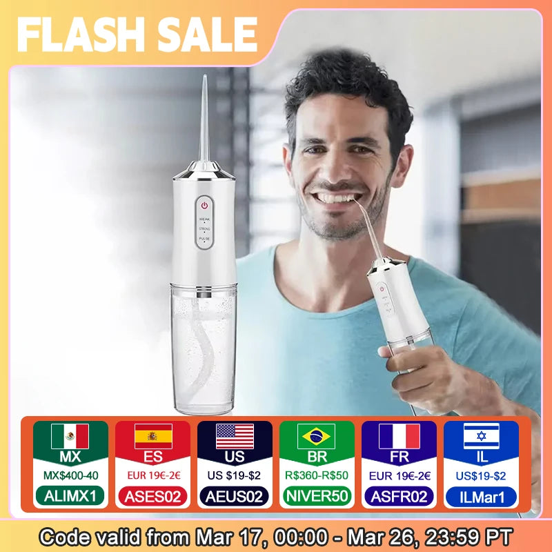 Portable Smart Oral Irrigator & Dental Water Flosser – 4 Jets, 3 Modes, Rechargeable Teeth Cleaner for Orthodontic Care
