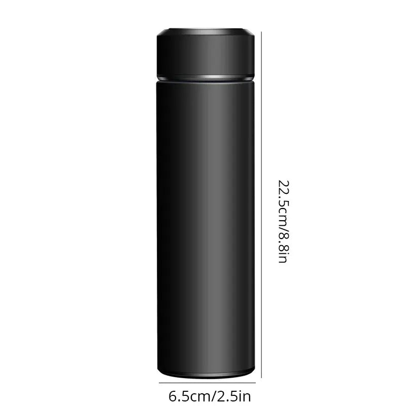 1pc 500ml Black Stainless Steel Smart Thermos Bottle – Temperature Display Water Bottle Portable Thermal Mug for Men & Women Business Gift