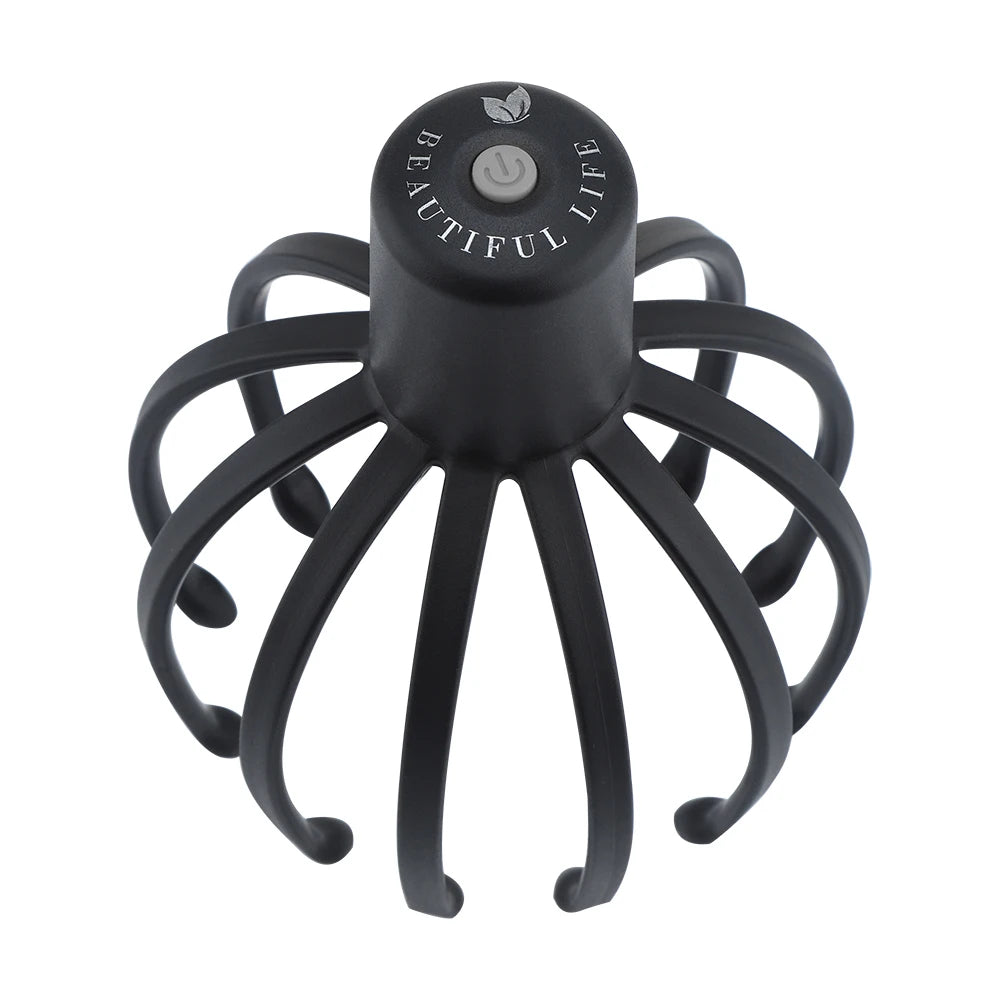 Electric Octopus Head Massager – Hands-Free Vibrating Scalp Massager with LED Red Light & 3-Level Head Scratcher