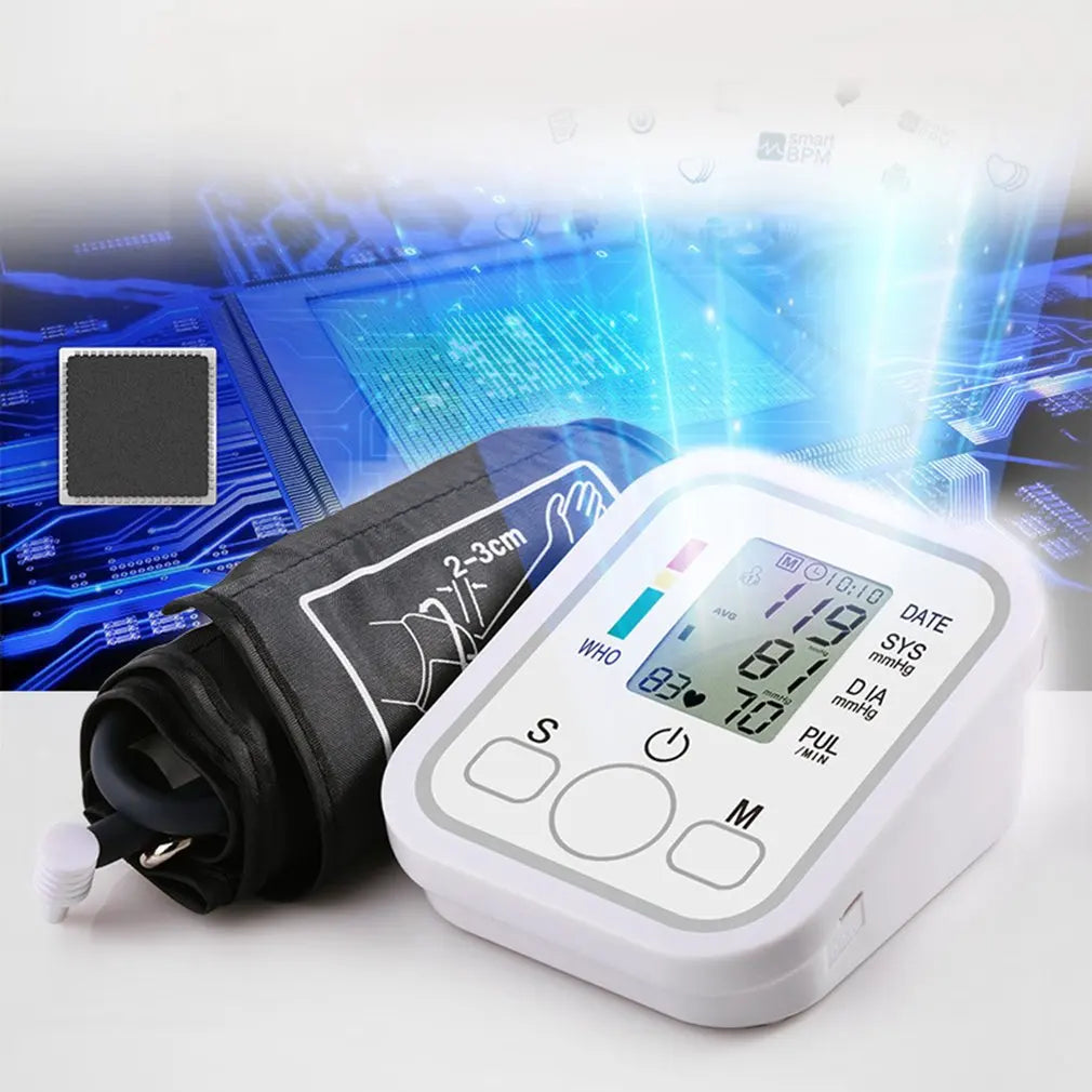 Portable Tonometer & Digital Tensiometer | Automatic Arm BP Monitor with Heart Rate Sensor