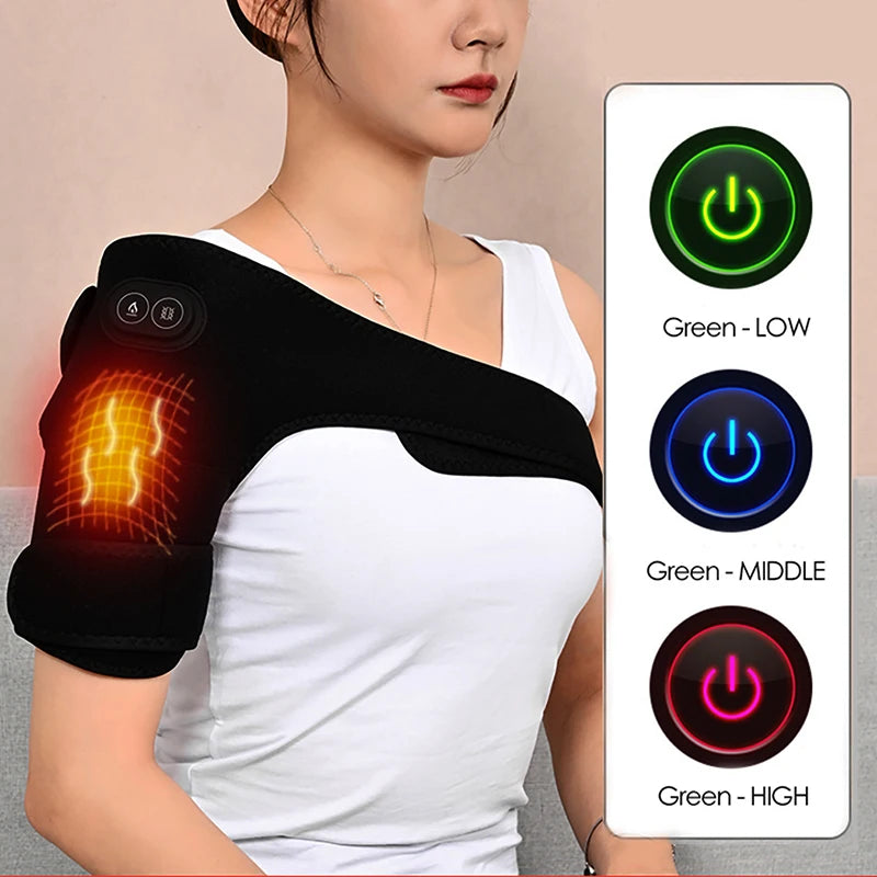 USB Heated Knee Massager & Electric Heating Shoulder Pad – Adjustable Vibration Support Brace with Three Heat Levels