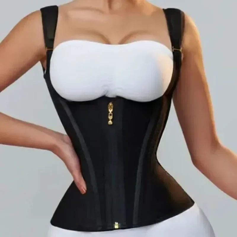Fajas Colombianas Women's Shapewear Vest – Body Shaper for Women with Adjustable Waist Trainer Corset, Zipper & Hook-Eye Closure