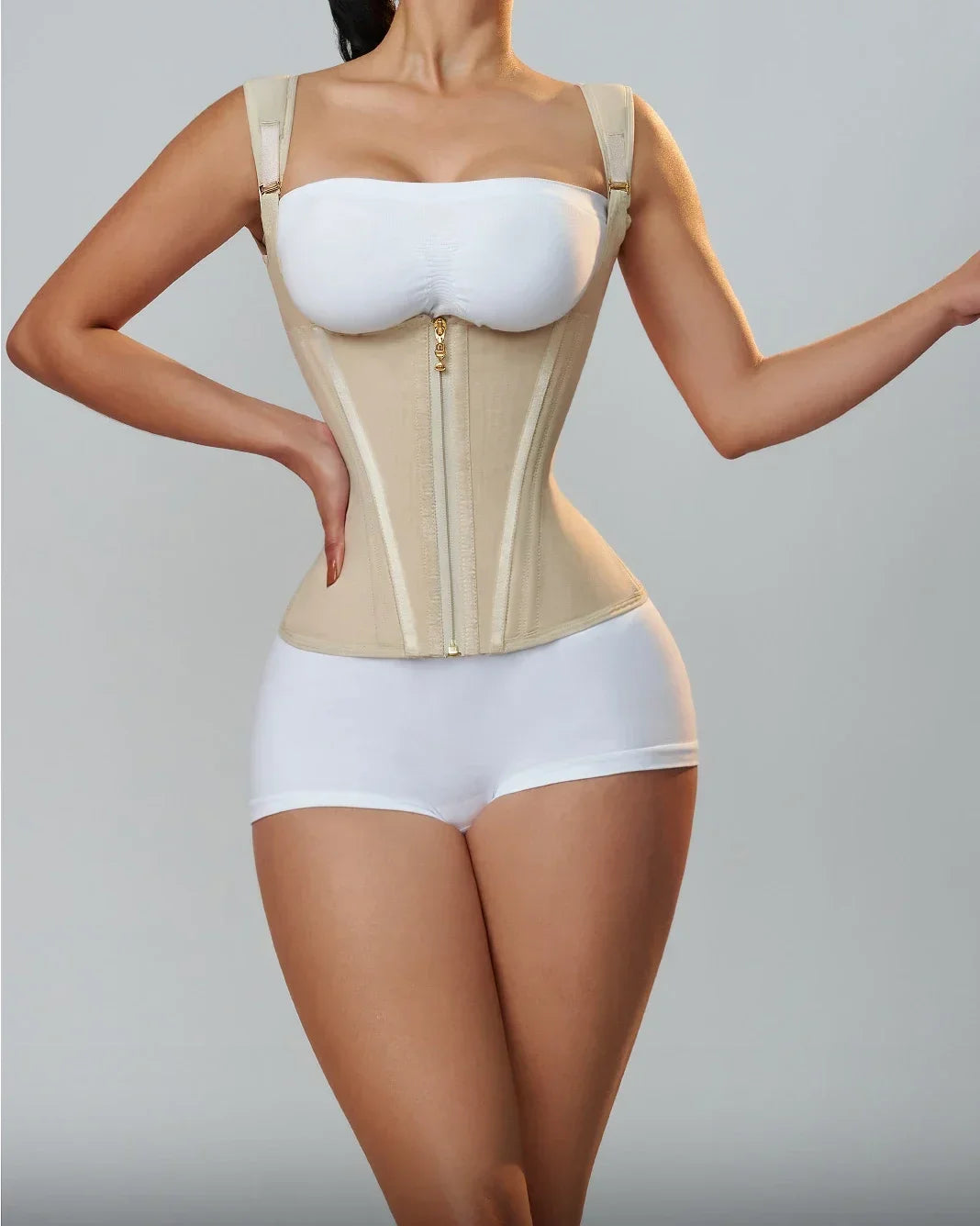 Fajas Colombianas Women's Shapewear Vest – Body Shaper for Women with Adjustable Waist Trainer Corset, Zipper & Hook-Eye Closure