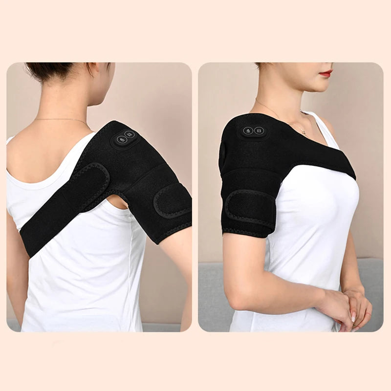 USB Heated Knee Massager & Electric Heating Shoulder Pad – Adjustable Vibration Support Brace with Three Heat Levels