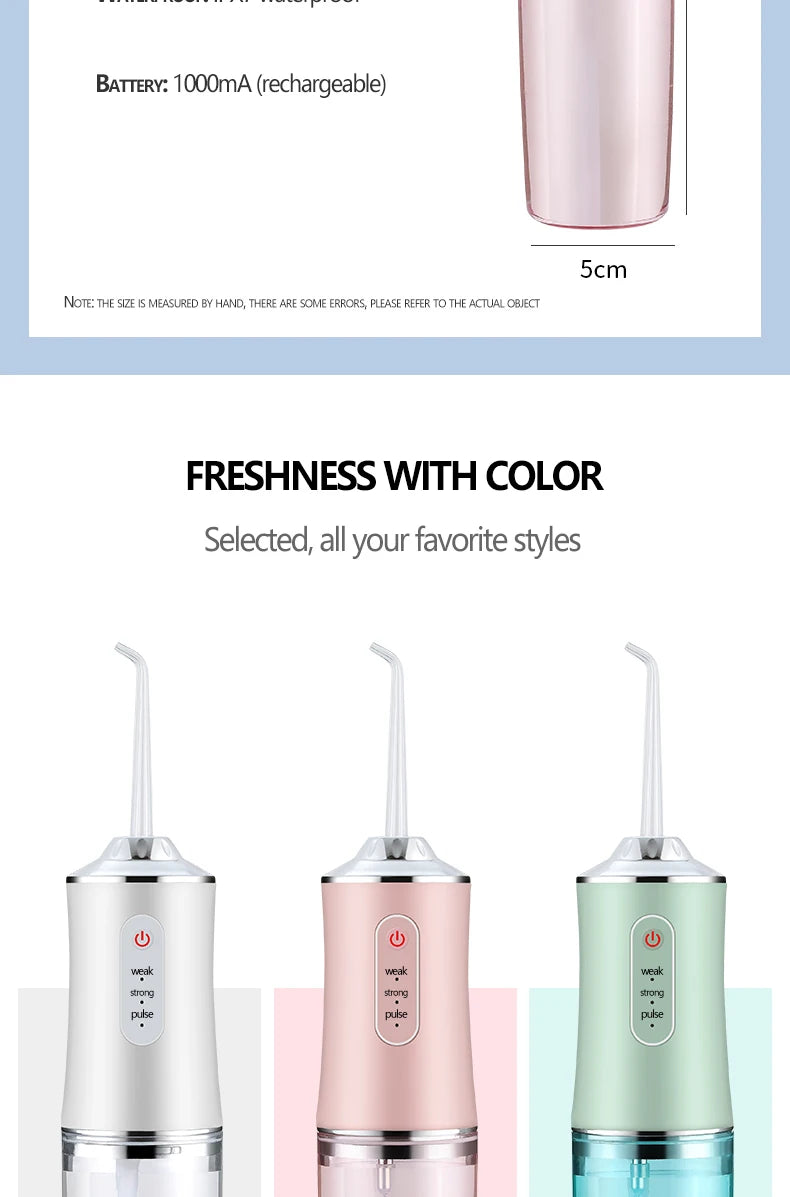 Portable Smart Oral Irrigator & Dental Water Flosser – 4 Jets, 3 Modes, Rechargeable Teeth Cleaner for Orthodontic Care