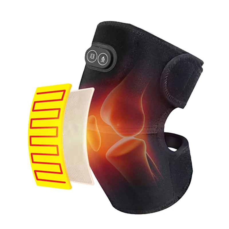 USB Heated Knee Massager & Electric Heating Shoulder Pad – Adjustable Vibration Support Brace with Three Heat Levels