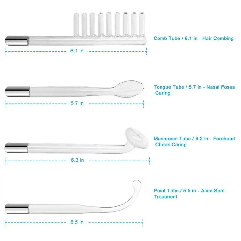 4-in-1 Handheld Electric High Frequency Beauty Device – Portable Machine for Skin Care & Acne Treatment with Neon Facial Therapy Wand