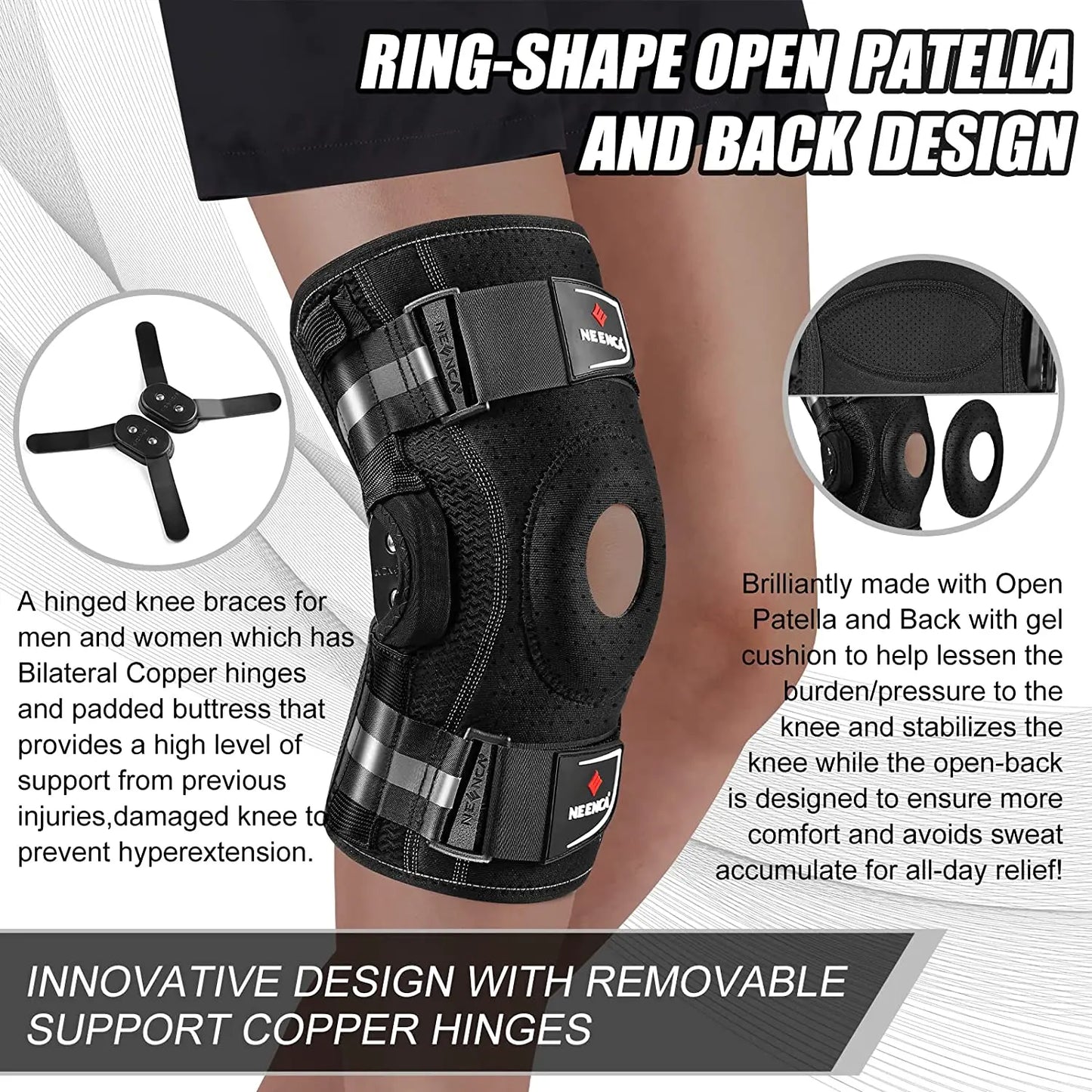 NEENCA Hinged Knee Brace for Knee Pain Knee Support with Stabilizers for ACL, PCL, Arthritis & Meniscus Tear Relief
