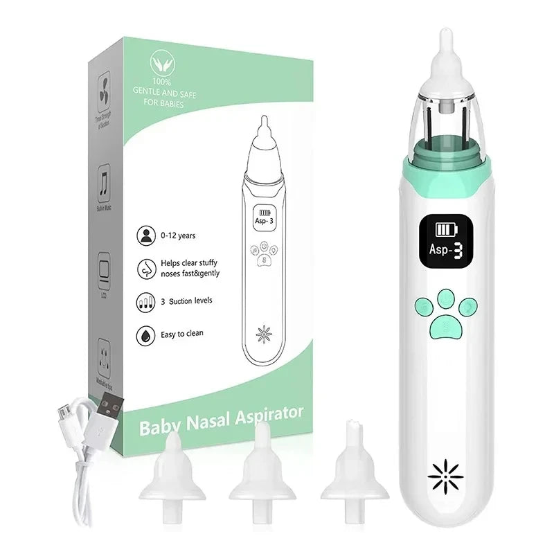 Electric Nasal Aspirator for Babies and Young Children – Newborn Nasal Mucus Cleaner & Electric Nasal Irrigator Tool