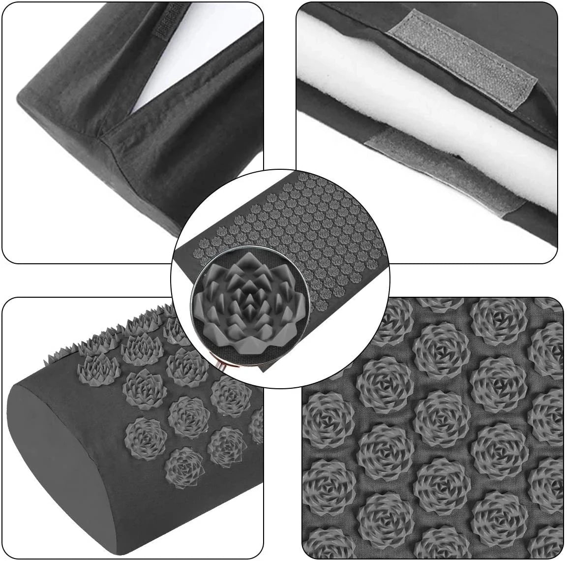 Acupressure Yoga Mat with Spikes – Kuznetsov Applicator Cushion and Pillow Set for Massage, Foot Relief, and Pilates Fitness