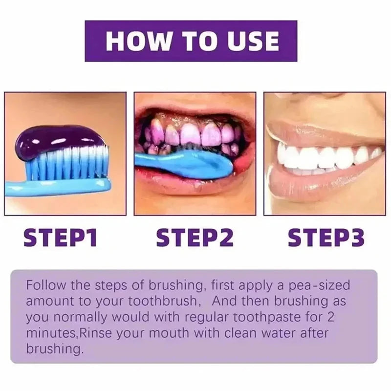 New 5D Teeth Whitening Toothpaste – V34 Purple Toothpaste Stick for Teeth Cleaning, Fresh Breath & Whitening Care