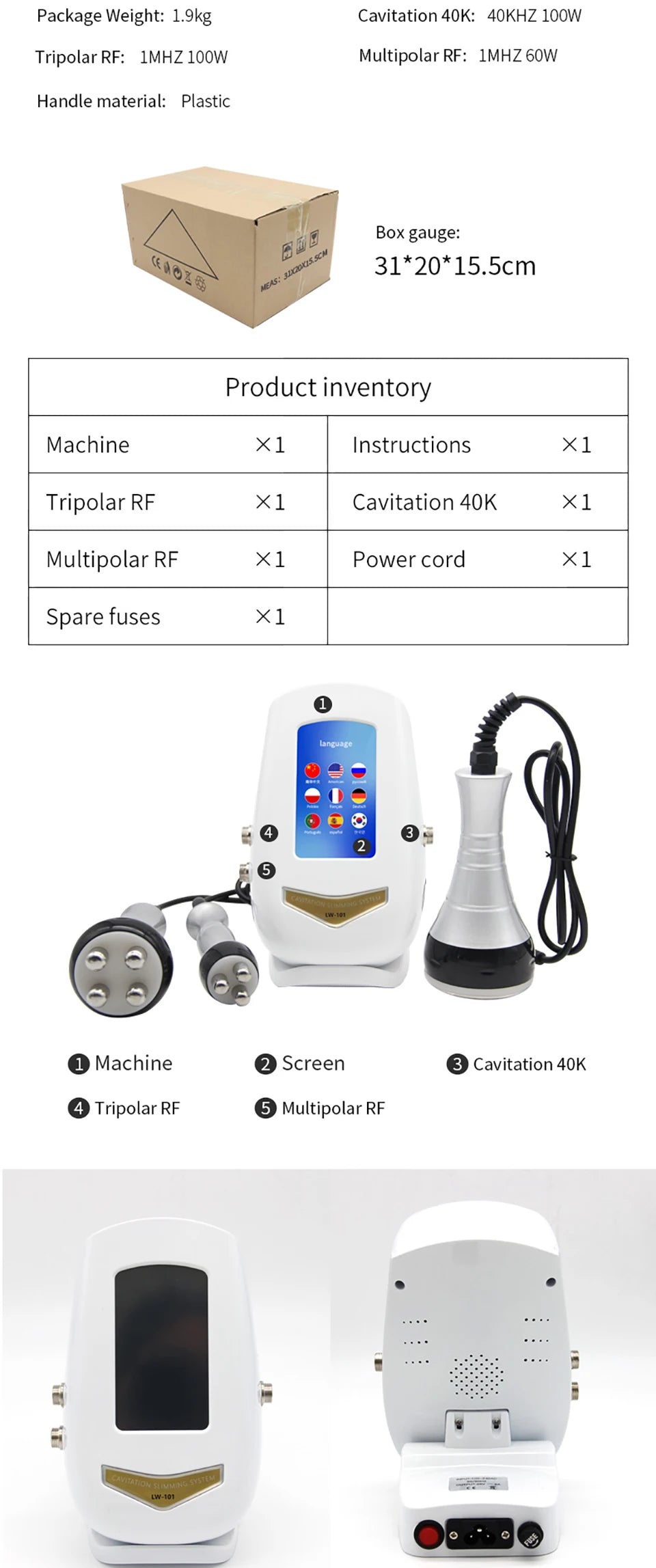 2022 Hot Selling 40K Ultrasonic Cavitation Body Facial Radiofrequency Massage Weight Loss Machine Body Shaping Slimming Fat Burning Machine