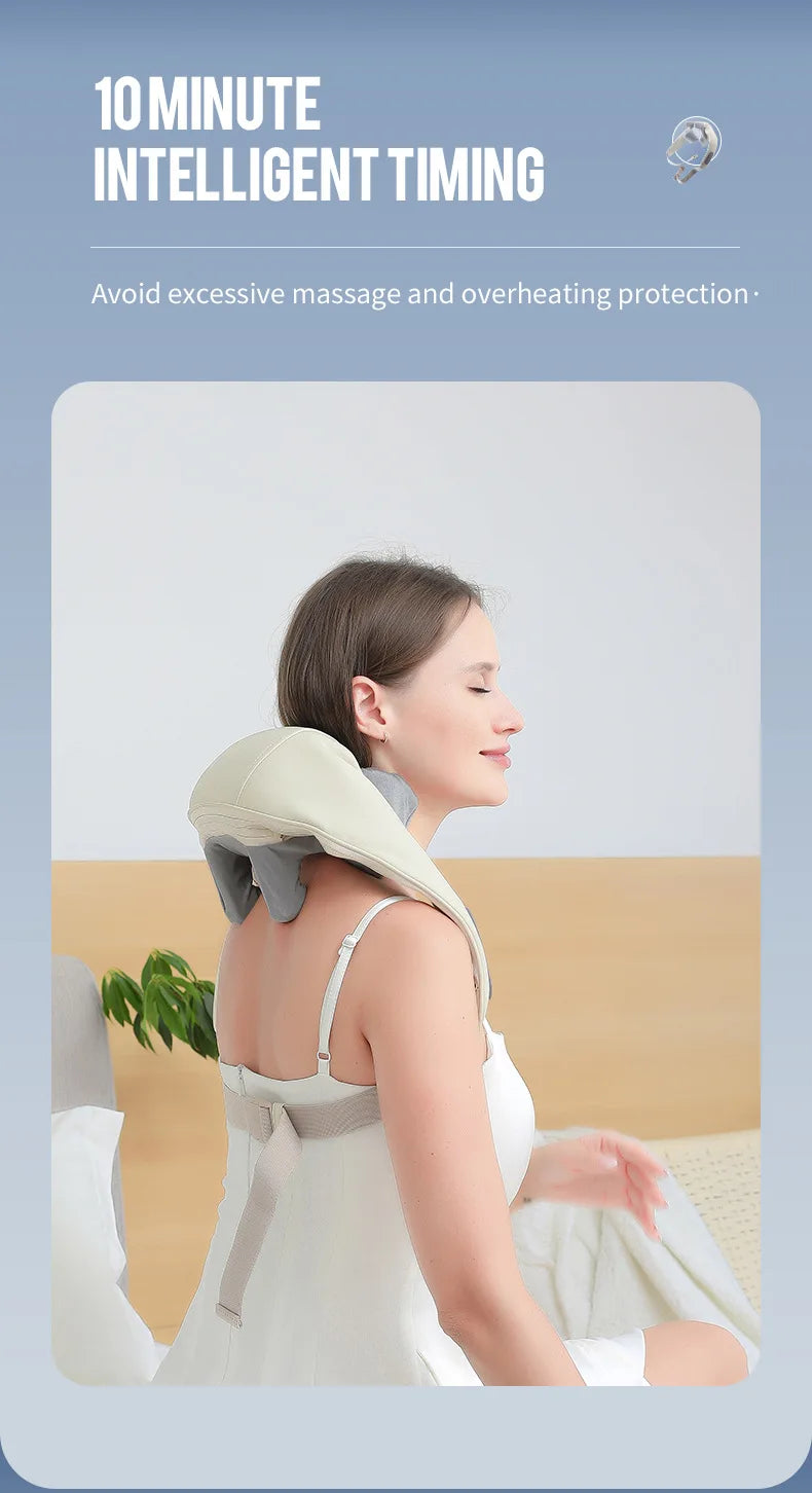 Foreverlily Wireless Neck and Back Massager – Deep Tissue Neck and Shoulder Kneading Massage Shawl for Cervical and Trapezius Relief