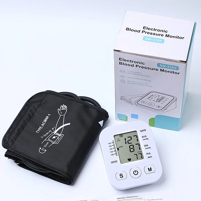 Portable Tonometer & Digital Tensiometer | Automatic Arm BP Monitor with Heart Rate Sensor