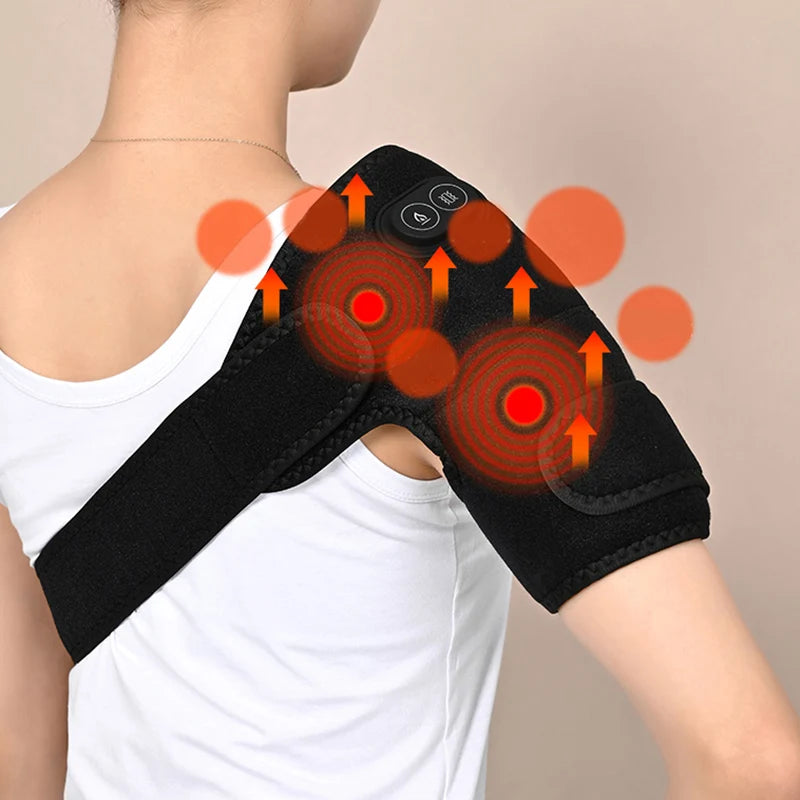 USB Heated Knee Massager & Electric Heating Shoulder Pad – Adjustable Vibration Support Brace with Three Heat Levels