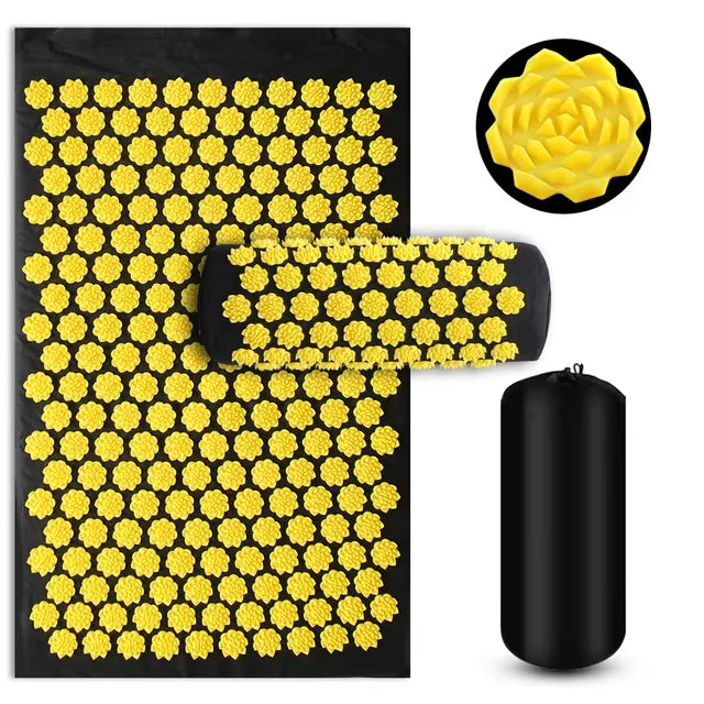 Acupressure Yoga Mat with Spikes – Kuznetsov Applicator Cushion and Pillow Set for Massage, Foot Relief, and Pilates Fitness