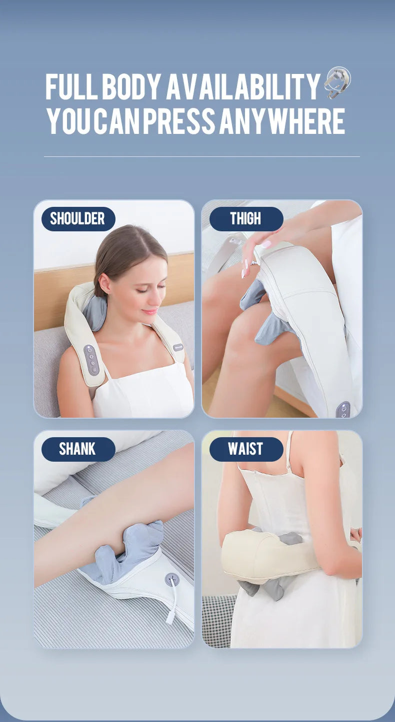 Foreverlily Wireless Neck and Back Massager – Deep Tissue Neck and Shoulder Kneading Massage Shawl for Cervical and Trapezius Relief