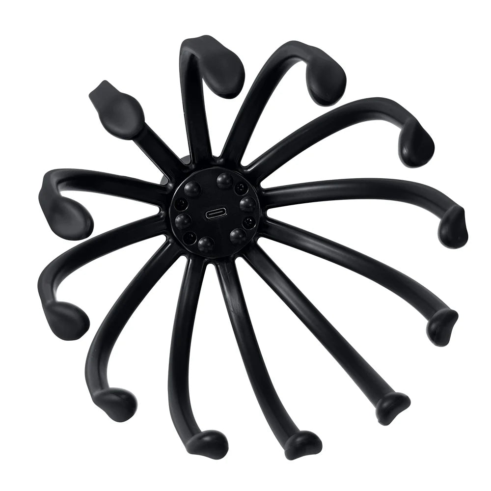 Electric Octopus Head Massager – Hands-Free Vibrating Scalp Massager with LED Red Light & 3-Level Head Scratcher