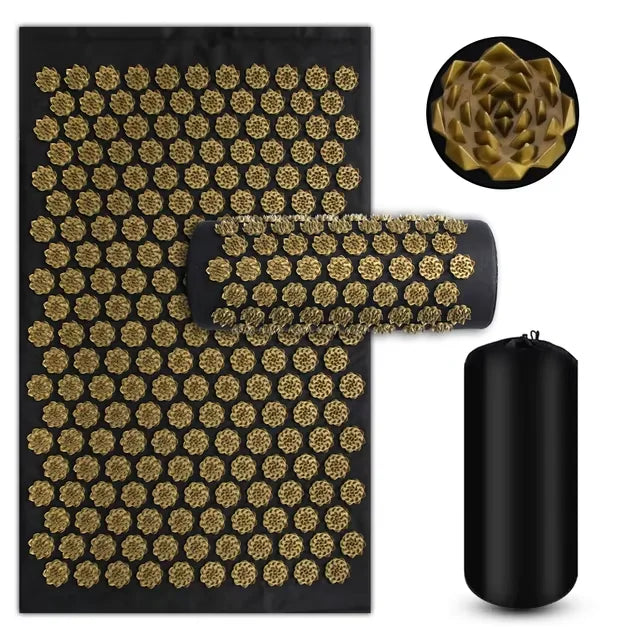 Acupressure Yoga Mat with Spikes – Kuznetsov Applicator Cushion and Pillow Set for Massage, Foot Relief, and Pilates Fitness