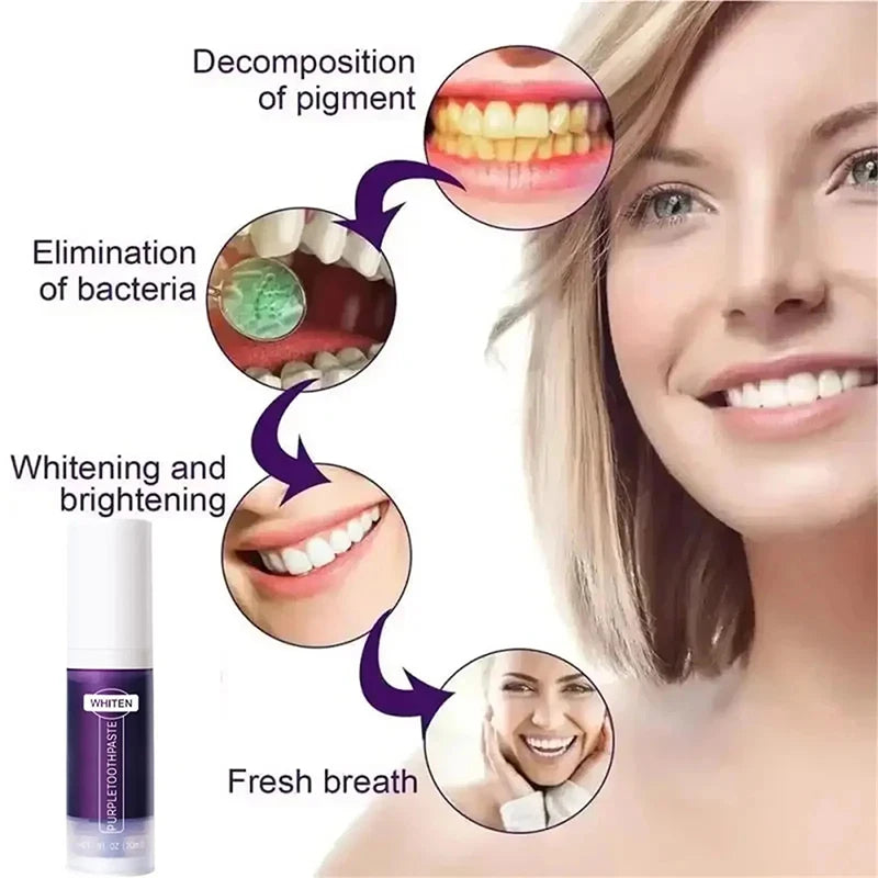 New 5D Teeth Whitening Toothpaste – V34 Purple Toothpaste Stick for Teeth Cleaning, Fresh Breath & Whitening Care