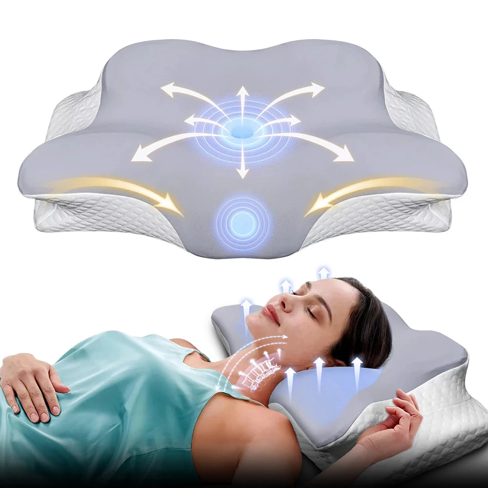 Memory Foam Butterfly Shaped Pillow – Orthopedic Neck Pain Relief & Cervical Spine Alignment Sleeping Support Pillow Beding