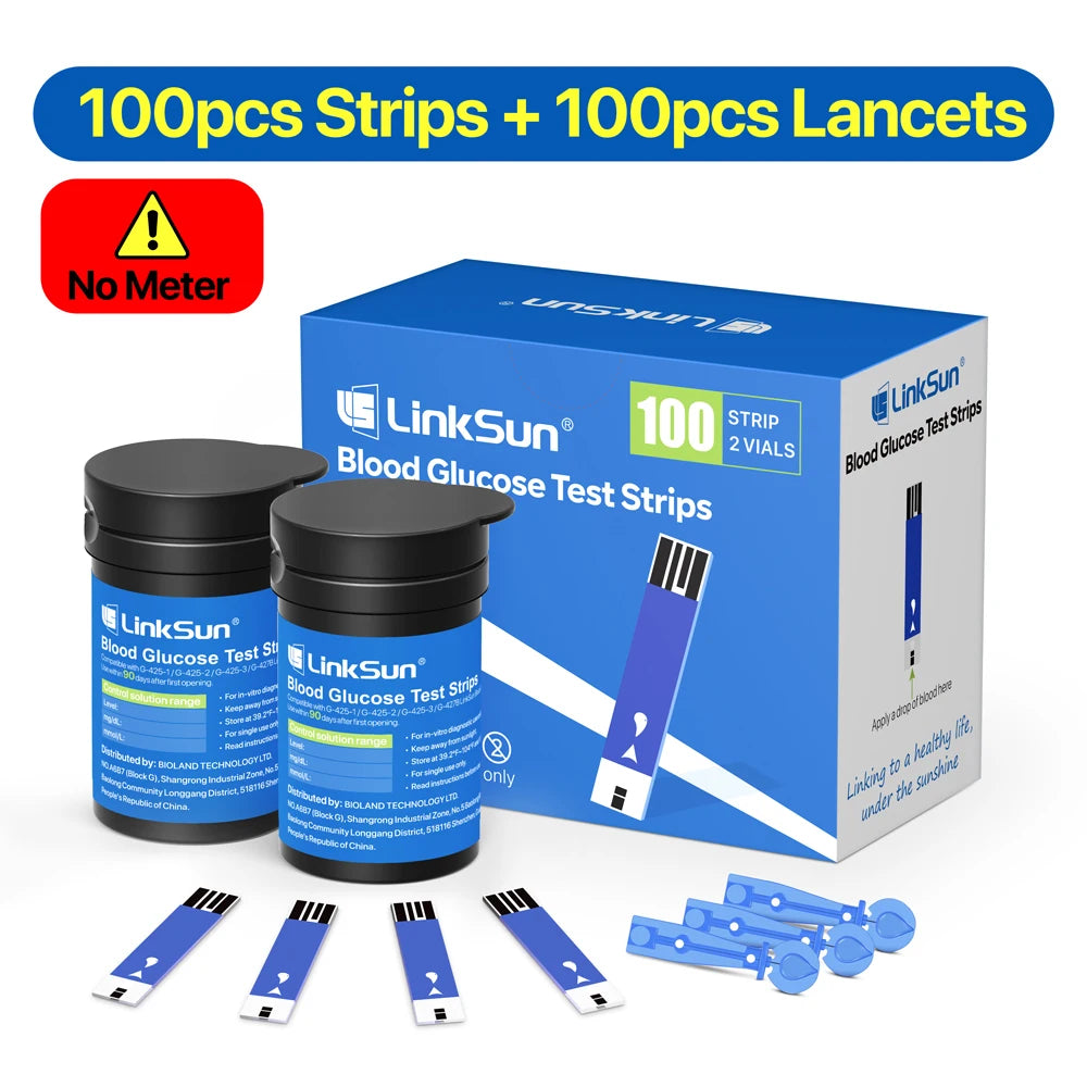 LinkSun G-425-3 Blood Glucose Meter with 10/50/100pcs Test Strips | Medical Diabetes Glucosemeter & Blood Sugar Monitor Kit