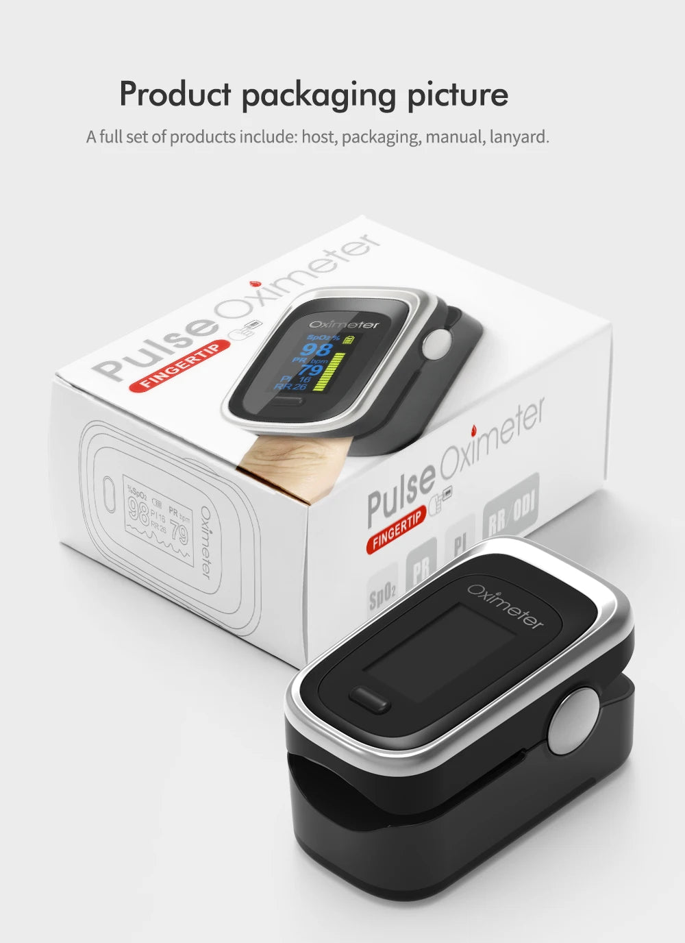 KIUZOU Finger Pulse Oximeter – Blood Oxygen Saturation Meter with SPO2, PR, PI & OLED Display Heart Rate Monitor OLED Oximeter