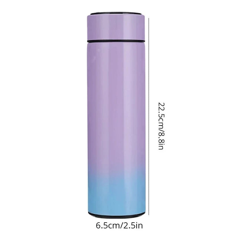 1pc 500ml Black Stainless Steel Smart Thermos Bottle – Temperature Display Water Bottle Portable Thermal Mug for Men & Women Business Gift
