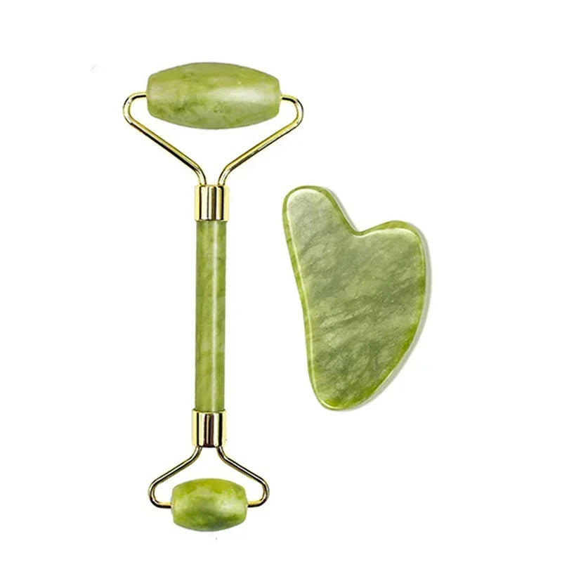 Guasha Natural Stone Face Roller & Jade Roller Gua Sha Massage Tool Set for SPA and Body Care