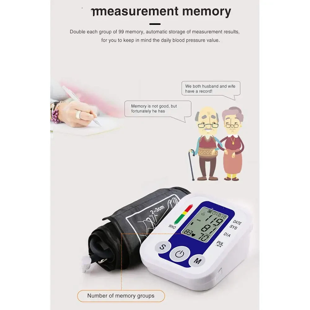 Portable Tonometer & Digital Tensiometer | Automatic Arm BP Monitor with Heart Rate Sensor