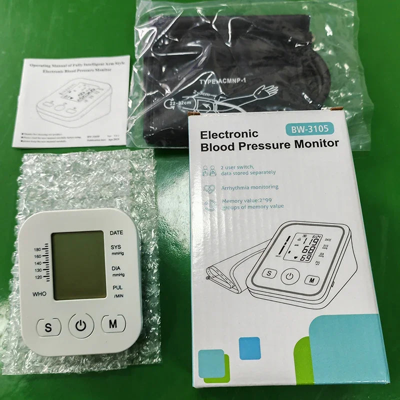 Portable Tonometer & Digital Tensiometer | Automatic Arm BP Monitor with Heart Rate Sensor