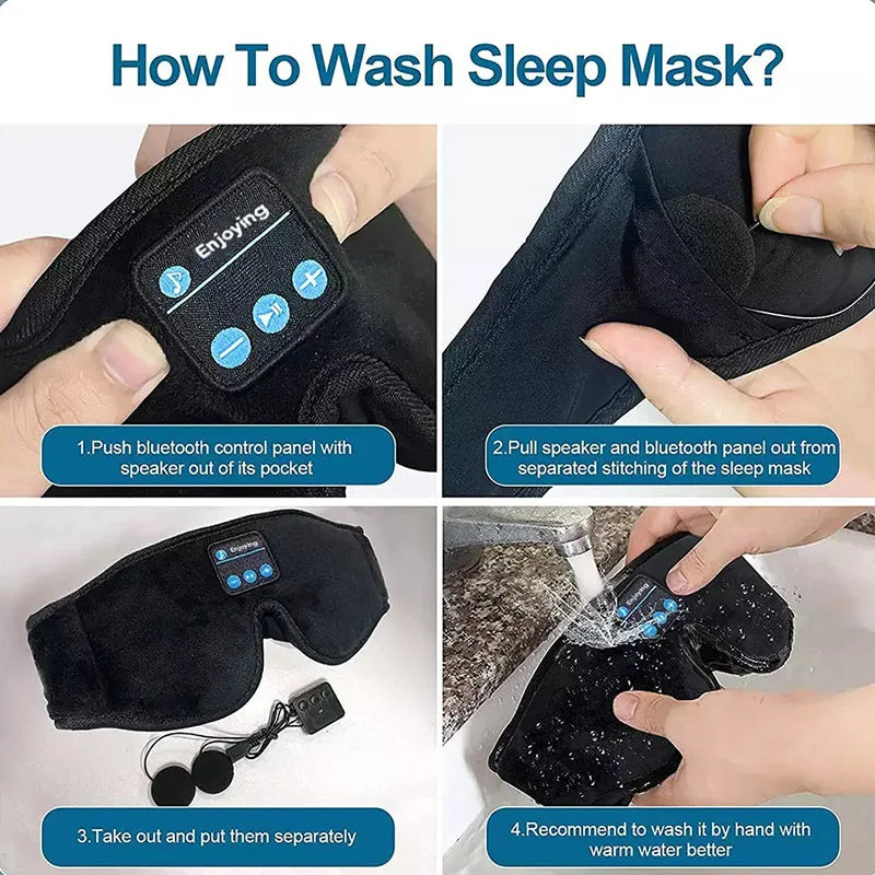 3D Bluetooth Headphones Eye Mask – Sleep Eye Mask with Music Headband for Travel & Relaxation