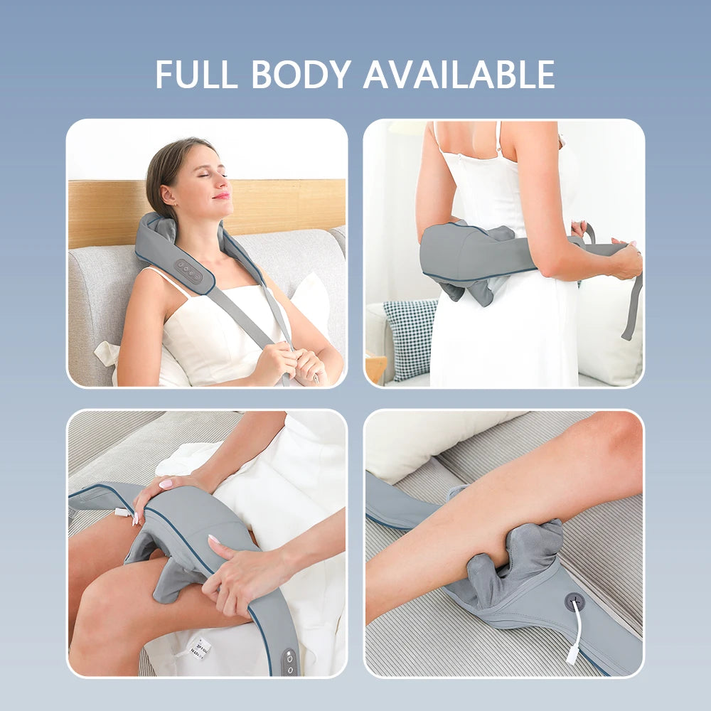 Foreverlily Wireless Neck and Back Massager – Deep Tissue Neck and Shoulder Kneading Massage Shawl for Cervical and Trapezius Relief