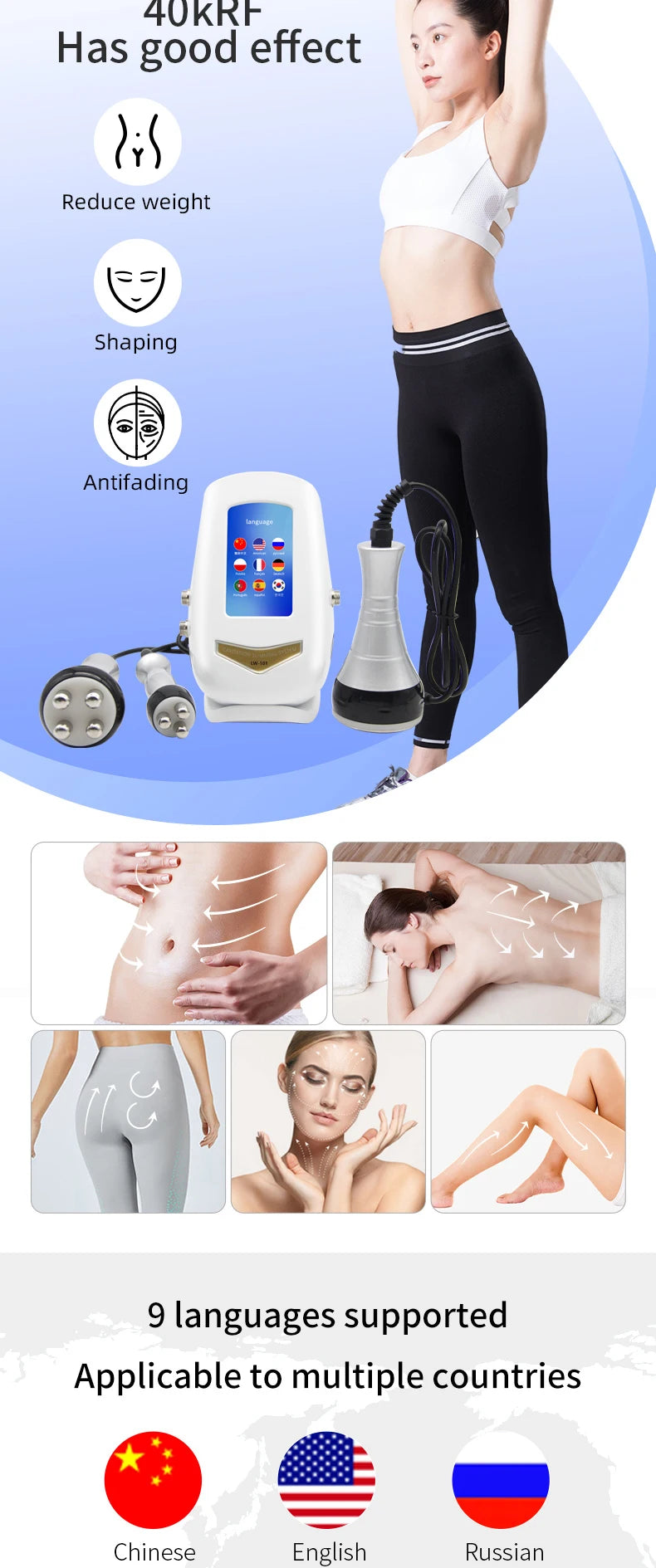 2022 Hot Selling 40K Ultrasonic Cavitation Body Facial Radiofrequency Massage Weight Loss Machine Body Shaping Slimming Fat Burning Machine